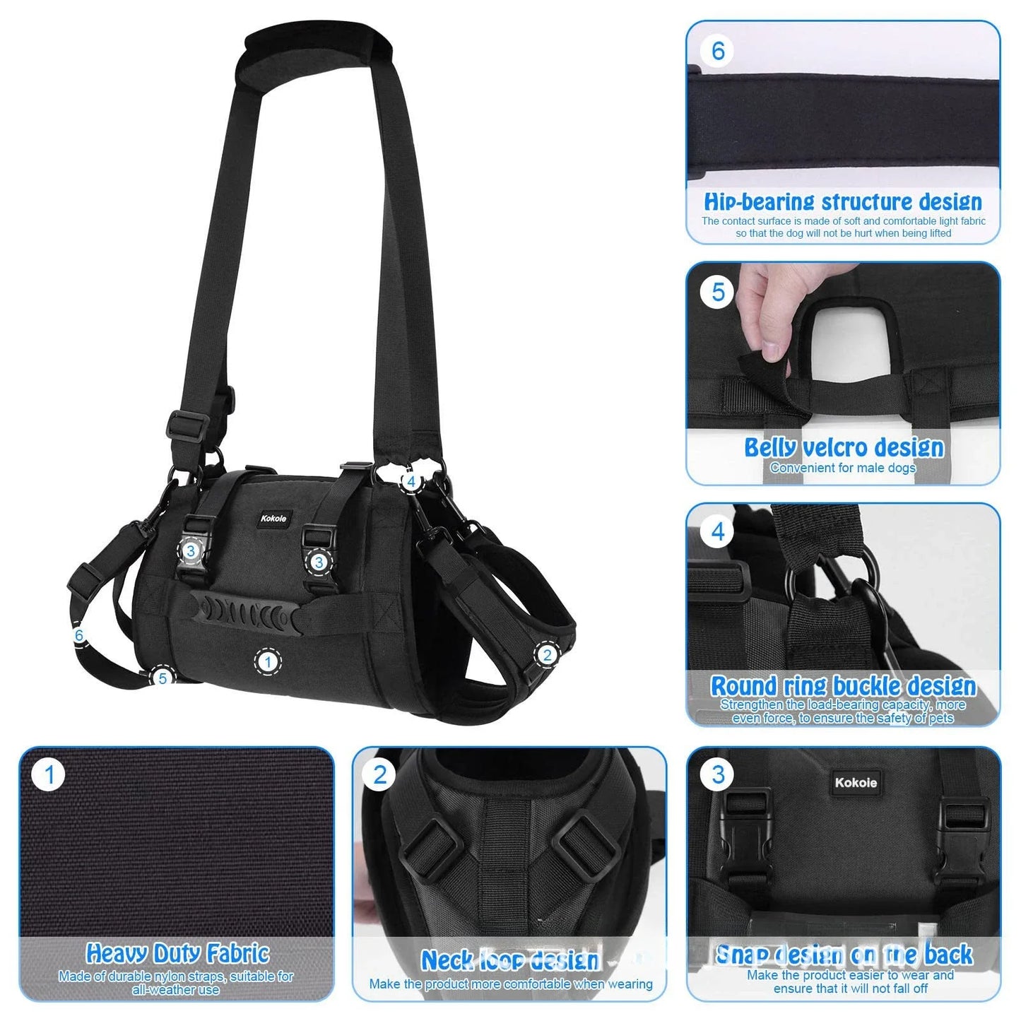 Dog Hip Support Harness, Dog Walking Harness, Dog Rehabilitation Harness.