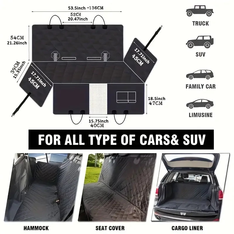 Ultimate Waterproof Dog Car Seat Cover with Breathable Mesh Window – Scratch-Proof, Non-Slip Hammock for Back Seat Protection!