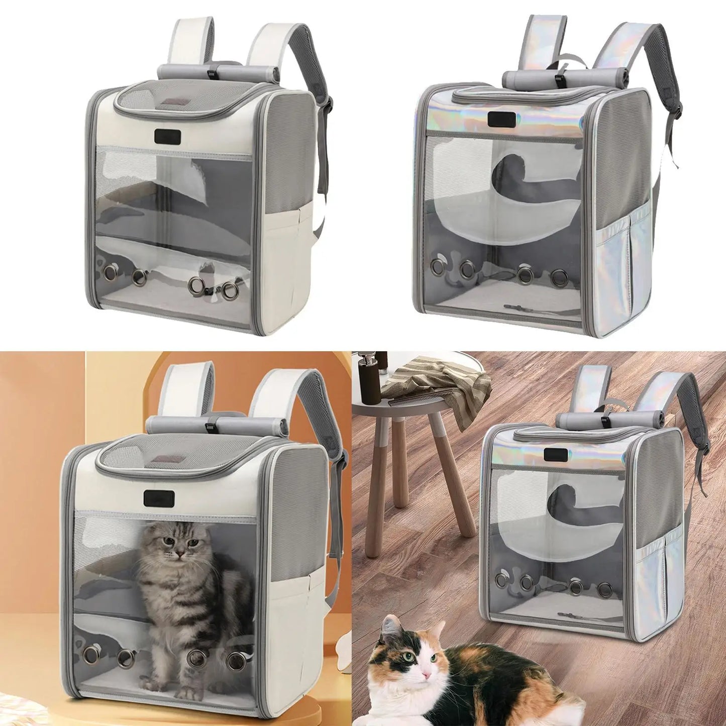 Portable Pet Carrier Backpack, Transparent, Breathable, Cat, Dog.